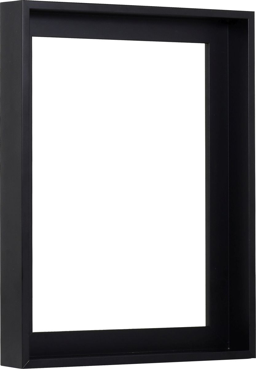 Seitenansicht eines schlichten Schattenfugenrahmen 30x40 in Schwarz