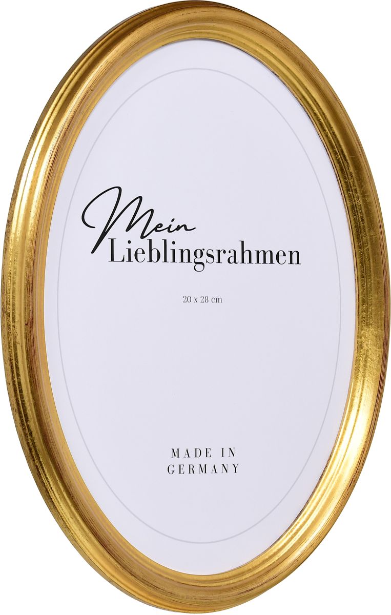 Seitenansicht eines Ovalrahmens in der Farbe Gold