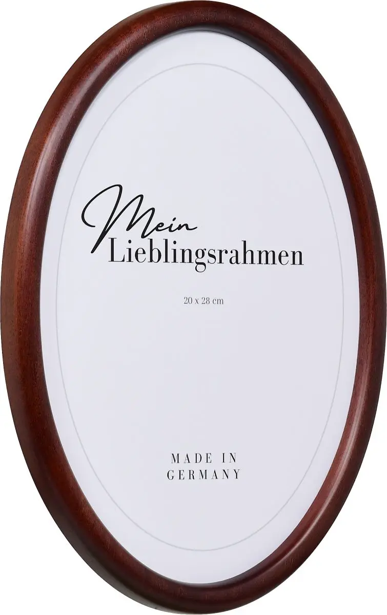 Seitenansicht eines Ovalrahmens in der Farbe Mahagoni