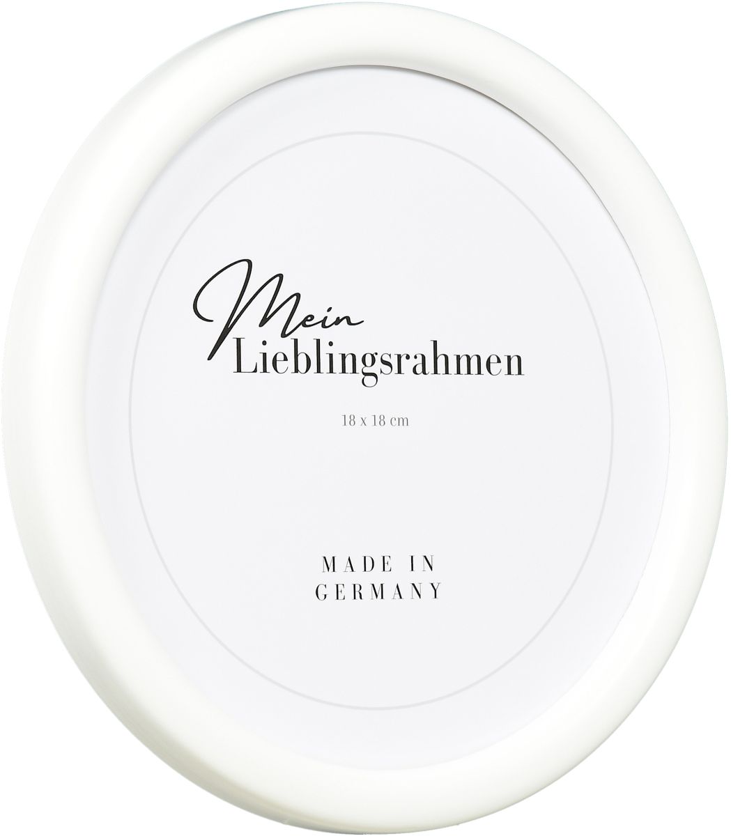 Seitenansicht eines Rundrahmens in der Farbe Weiss