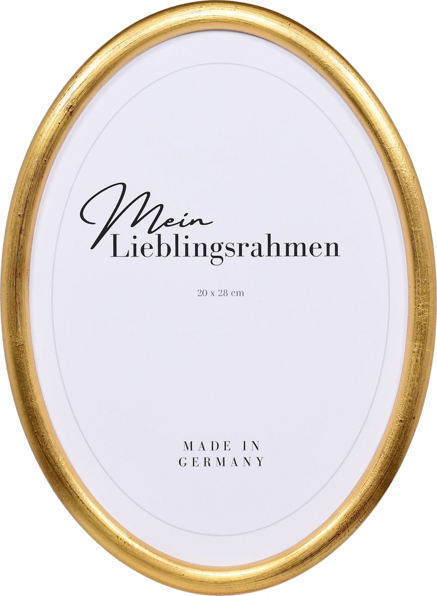 Frontansicht eines Ovalrahmens in der Farbe Gold