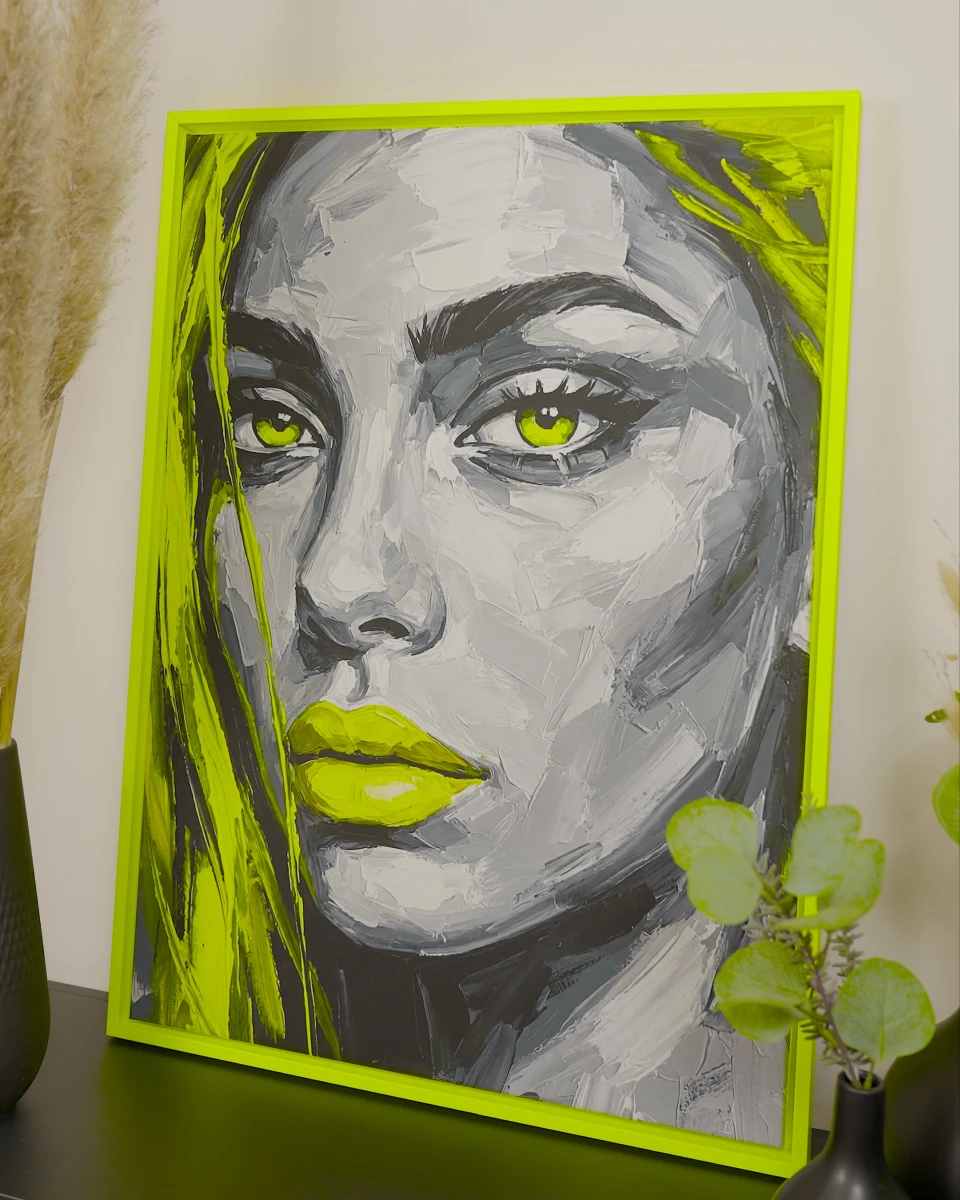 Schattenfugenrahmen Jill in Neongelb in Wohnambiente