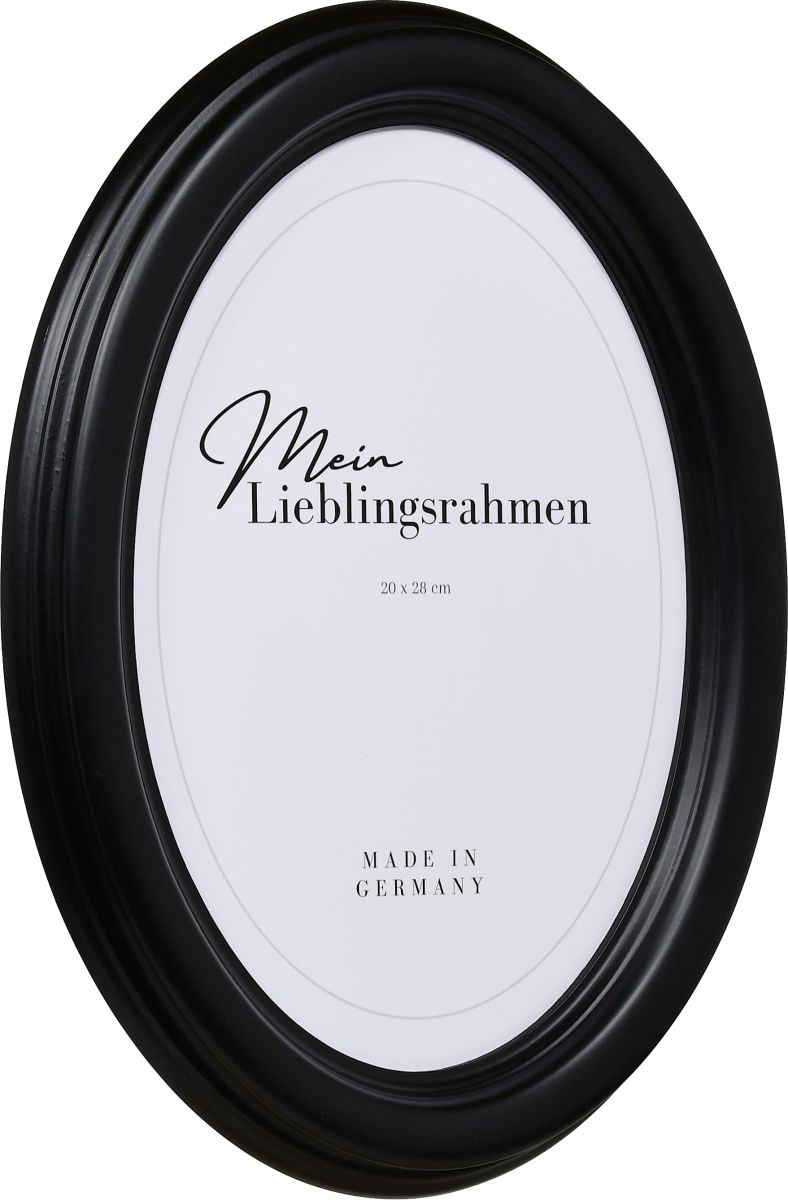 Seitenansicht eines Ovalrahmens in der Farbe Schwarz