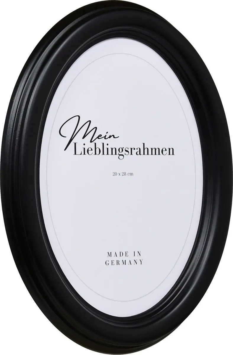 Seitenansicht eines Ovalrahmens in der Farbe Schwarz