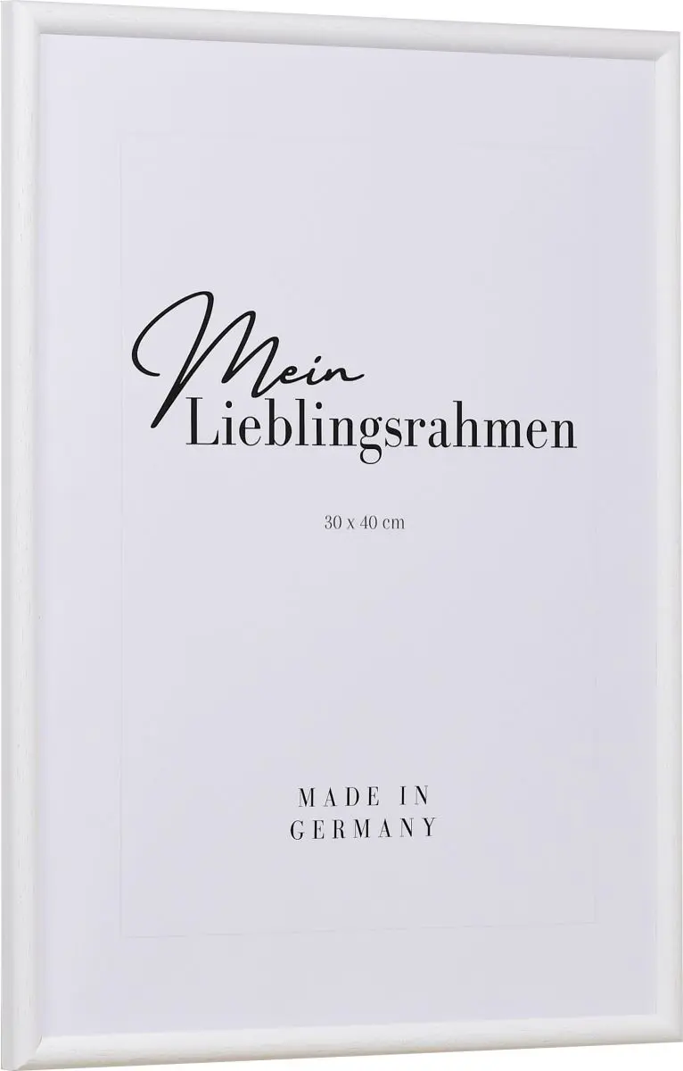 Seitenansicht eines klassischen, offenporigen, weissen Holzrahmens mit schmalem Halbrundprofil