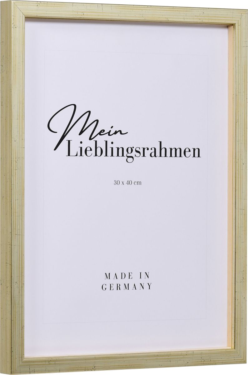 Seitenansicht eines antiksilbernen Bilderrahmens A4 mit glatter Oberfläche und schlichtem Design