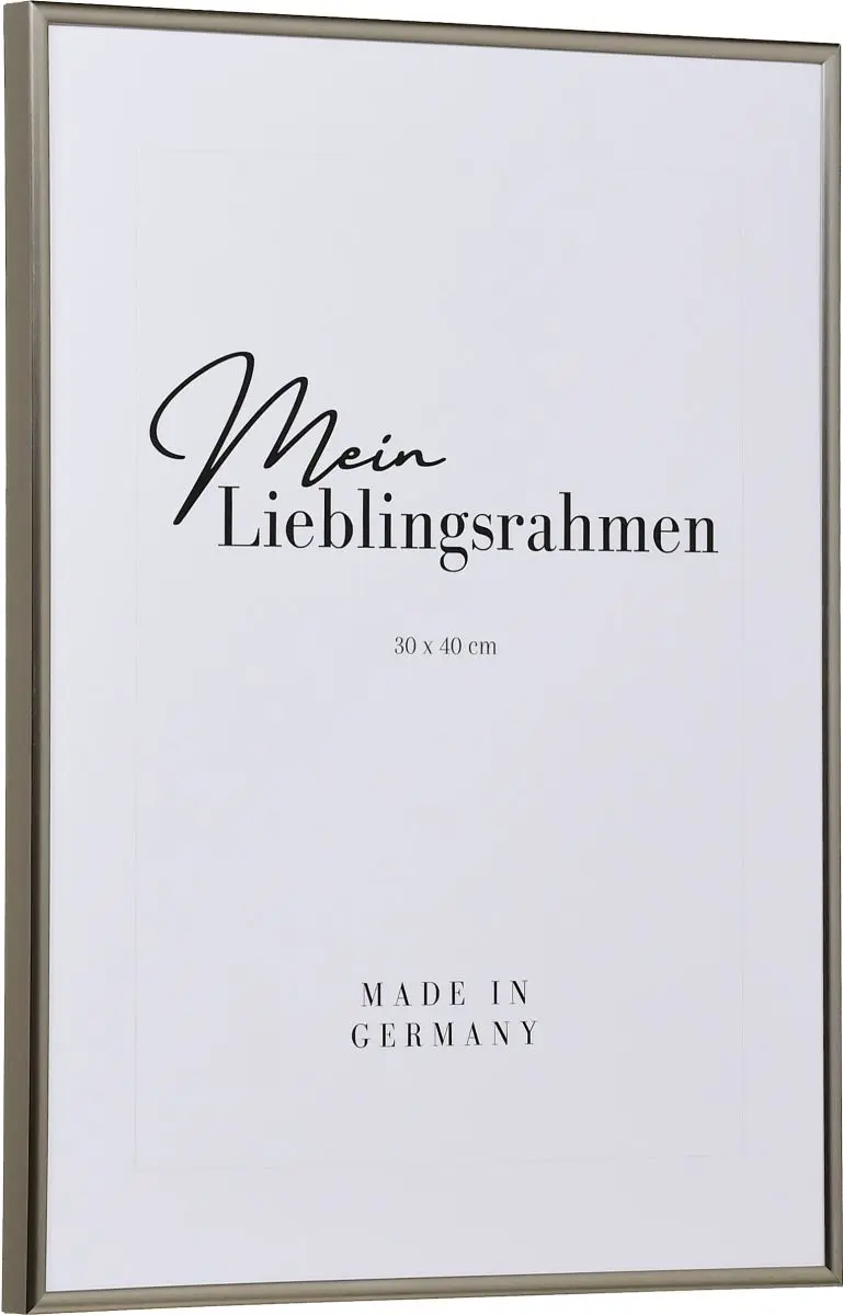 Seitenansicht eines platinfarbenen, schmalen Kunststoffrahmens mit Halbrundprofil