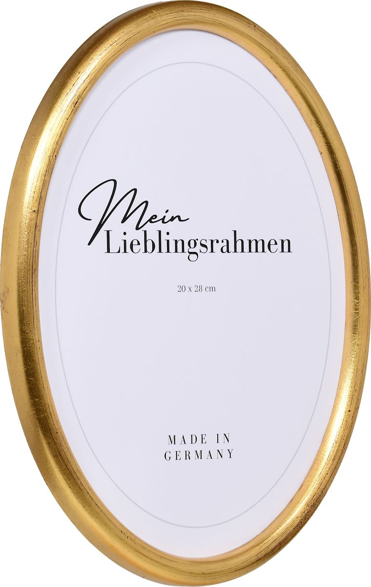 Seitenansicht eines Ovalrahmens in der Farbe Gold