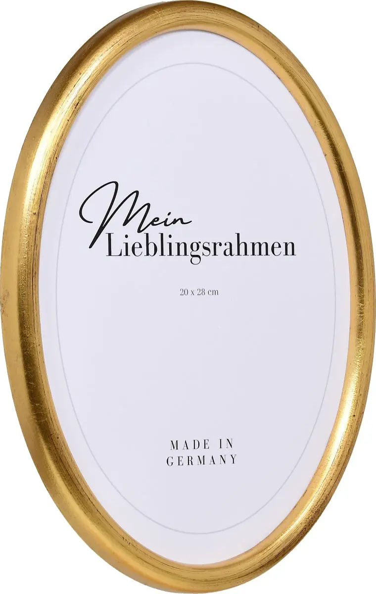 Seitenansicht eines Ovalrahmens in der Farbe Gold