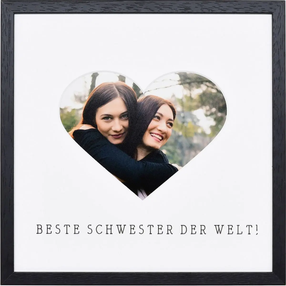 Bilderrahmen mit Herzausschnitt für die beste Schwester der Welt in der Farbe Schwarz