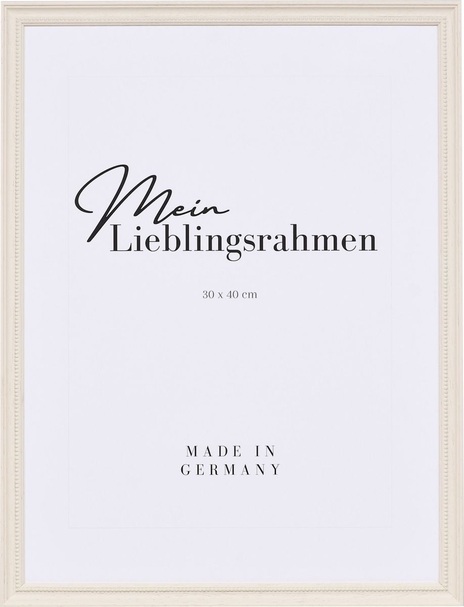 Frontansicht eines weissen Holzrahmen in 30x40 im klassischen Stil