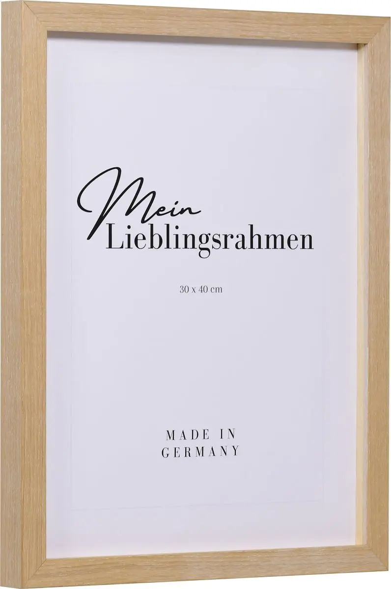 Seitenansicht eines Holzrahmens in der Farbe Kalkeiche mit natürlicher Maserung im Landhausstil