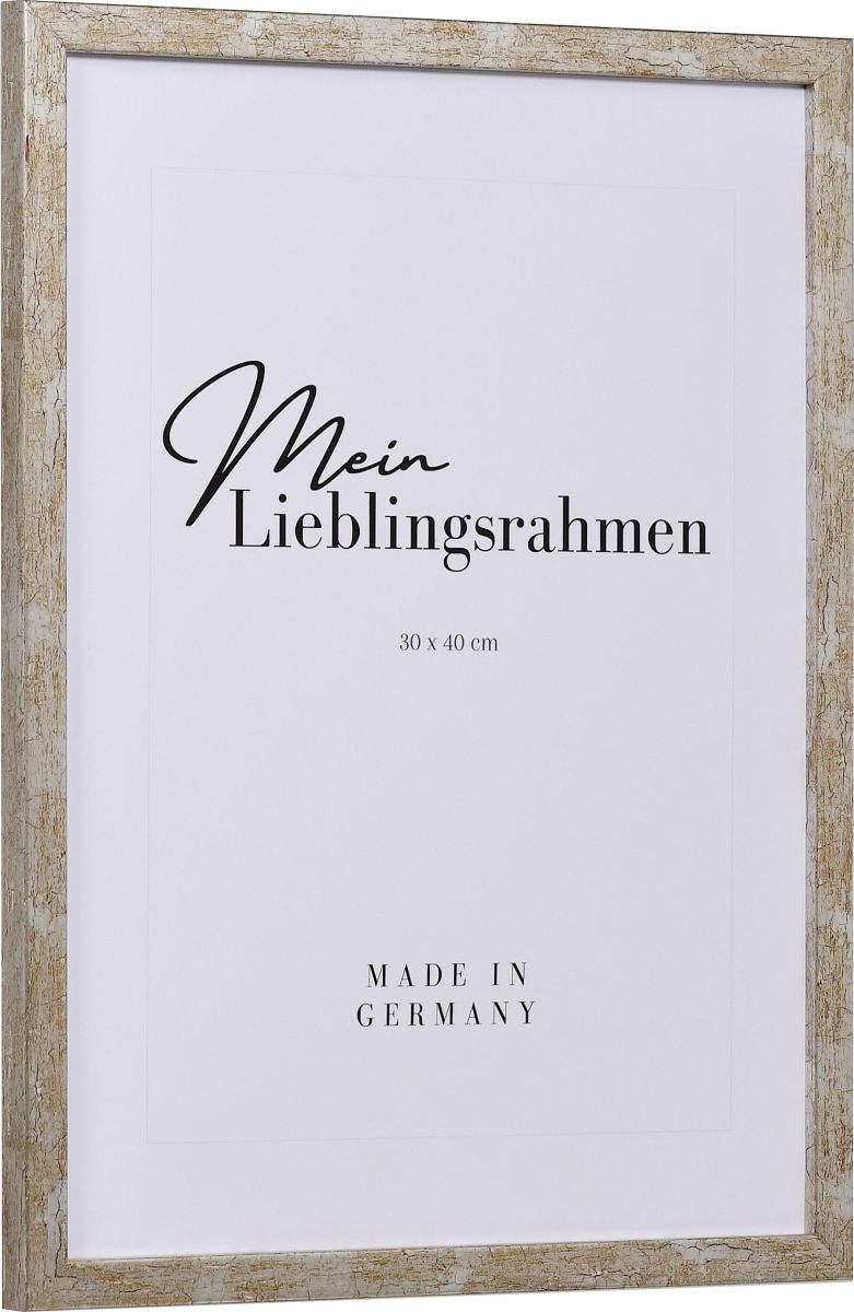 Seitenansicht eines auf alt gemachten Holzrahmens in Antiksilber
