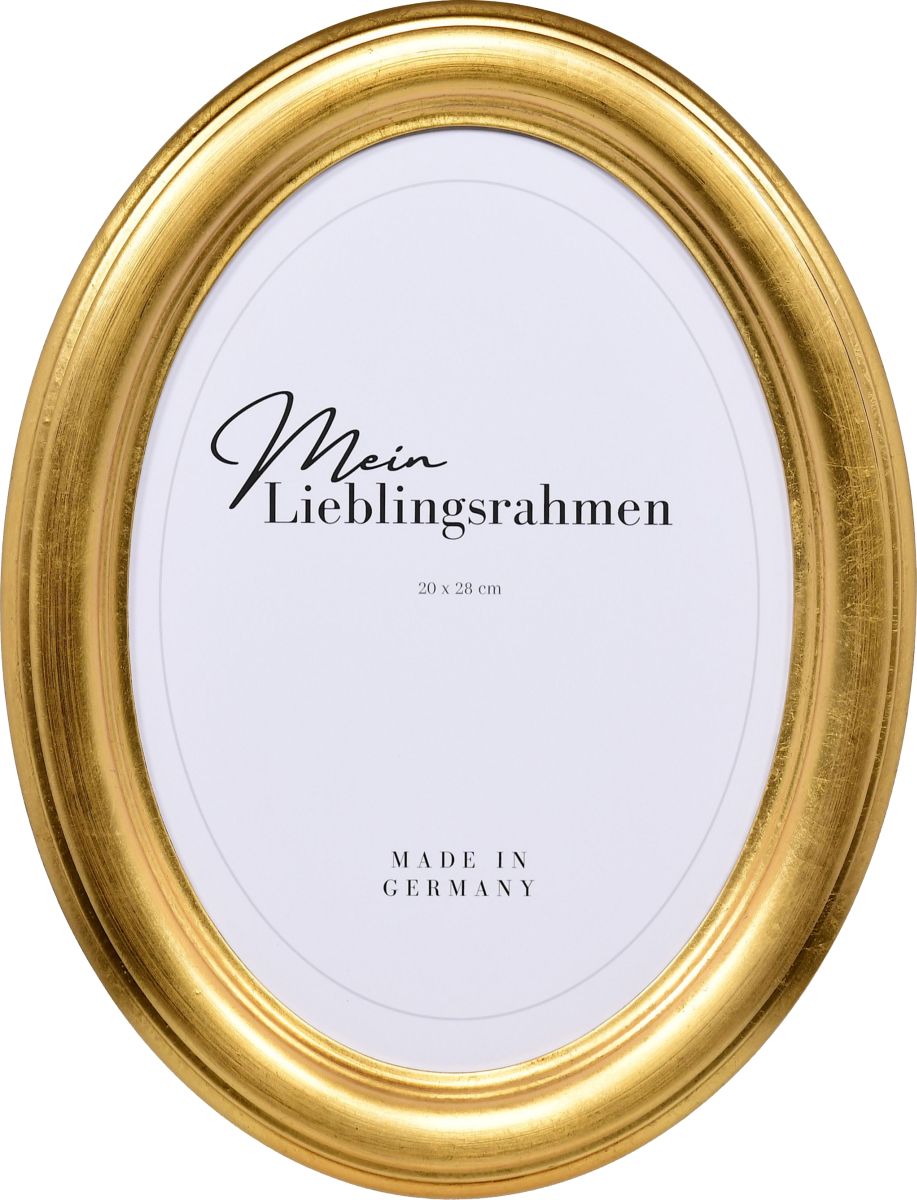Frontansicht eines Ovalrahmens in der Farbe Gold
