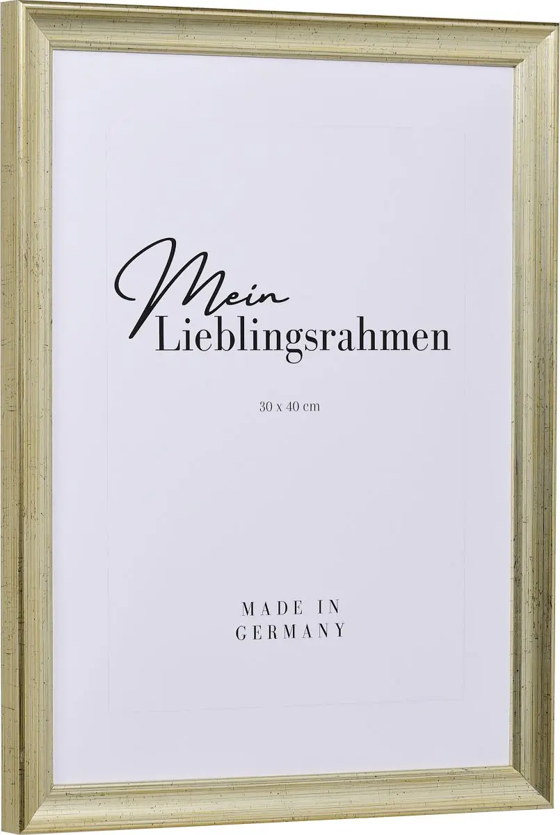 Seitenansicht eines antiksilbernen Bilderrahmens mit einer durch ein Prägerad aufgebrachten Oberfläche und einem Perlstab