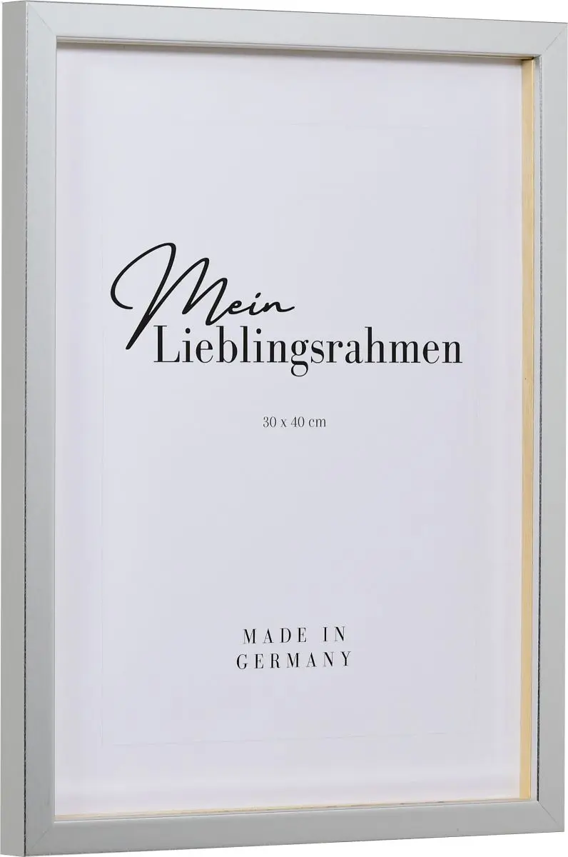 Seitenansicht eines silbernen Bilderrahmens A4 mit schlichtem Design