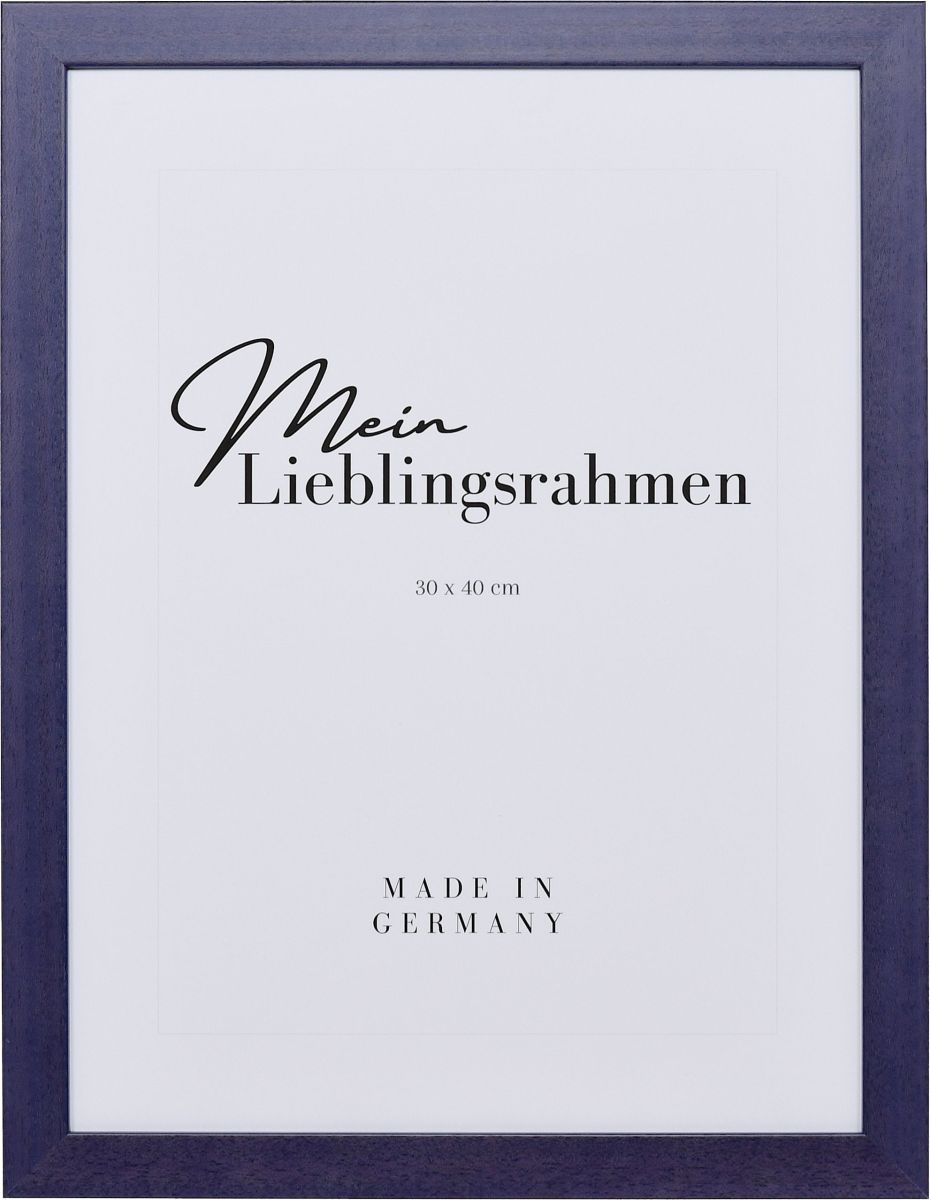 Frontansicht eines fliederfarbenen Bilderrahmens mit sichtbarer Holzstruktur, glatter Oberfläche und kantigem, schlichtem Profil