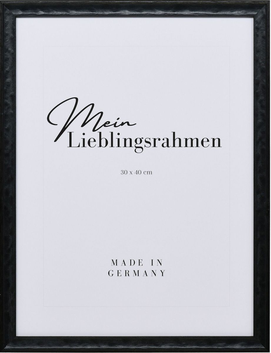 Frontansicht eines schwarzen, eleganten Holzrahmens mit geschlossener Oberfläche