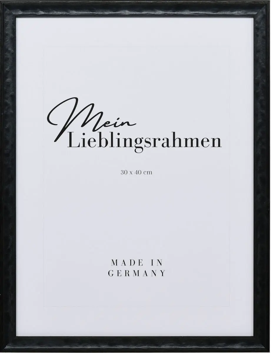 Frontansicht eines schwarzen, eleganten Holzrahmens mit geschlossener Oberfläche