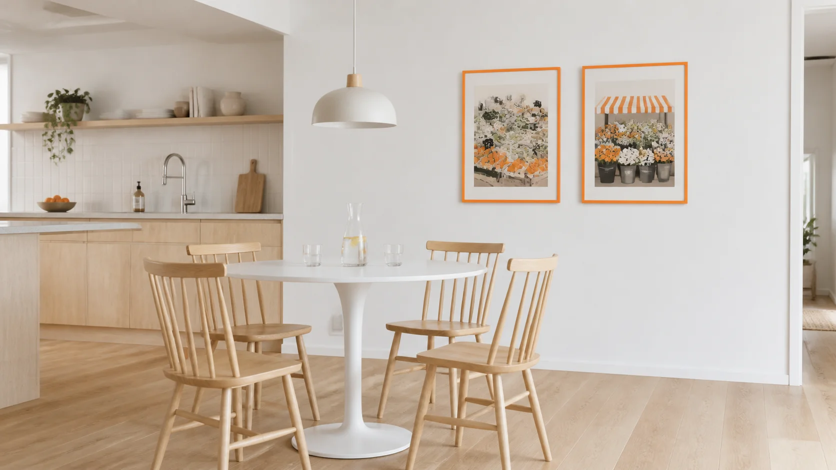 Neon Bilderrahmen Holz Bonnie Orange im Wohnraum