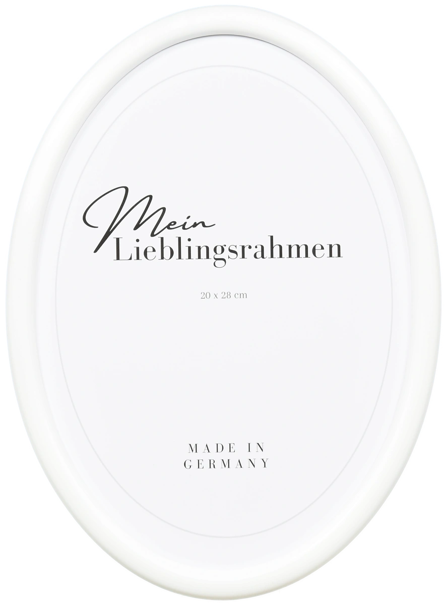 Frontansicht eines Ovalrahmens in der Farbe Weiss