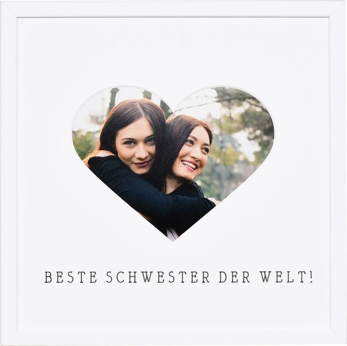 Bilderrahmen mit Herzausschnitt für die beste Schwester der Welt in der Farbe Weiss