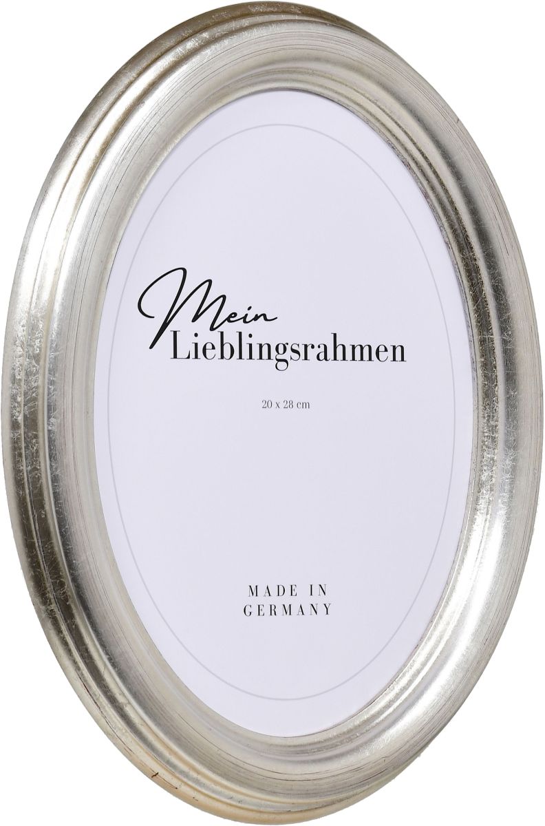 Seitenansicht eines Ovalrahmens in der Farbe Silber