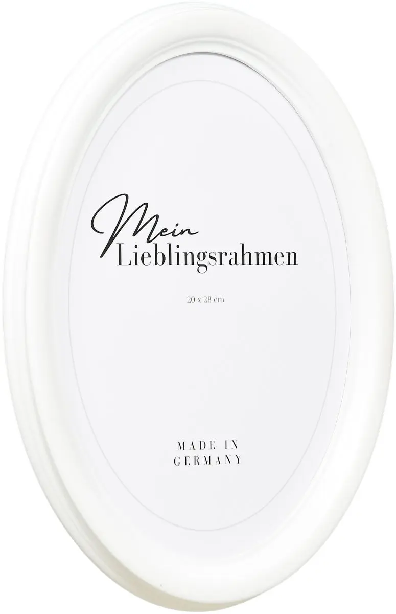 Seitenansicht eines Ovalrahmens in der Farbe Weiss