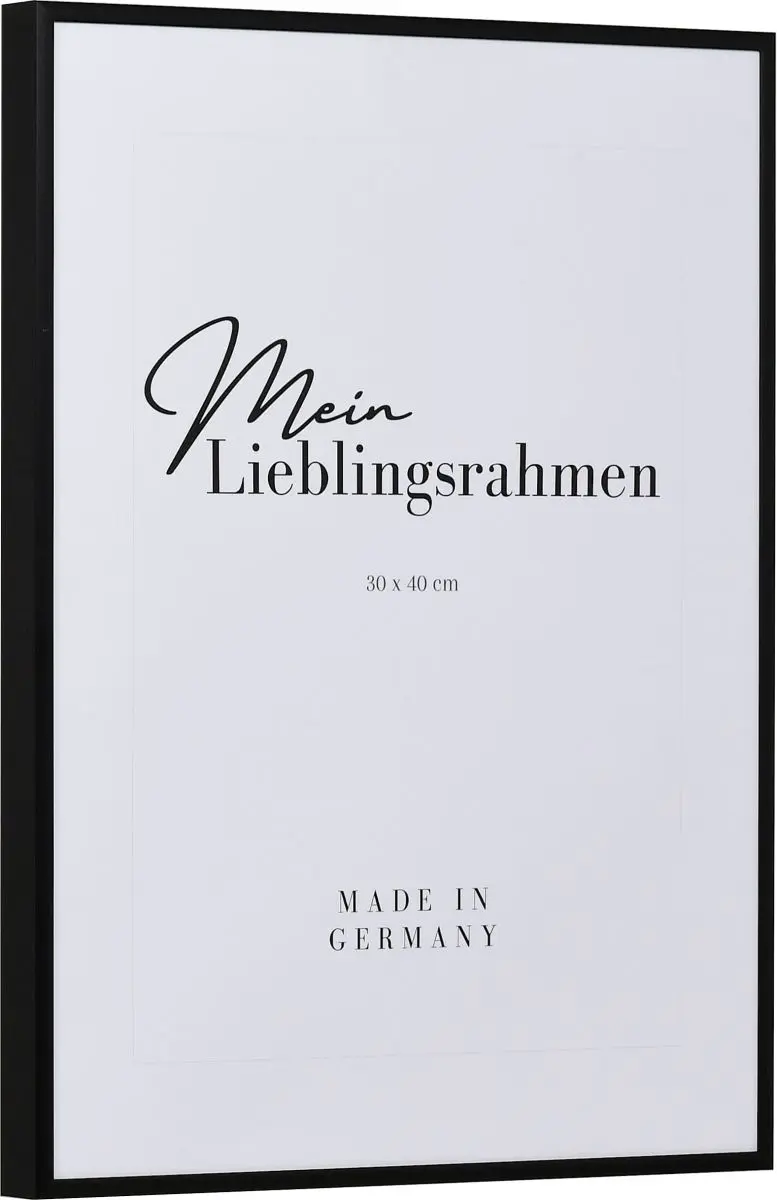 Seitenansicht eines schwarzen, sehr formstabilen Aluminiumrahmens mit patentiertem Eckverbindersystem 