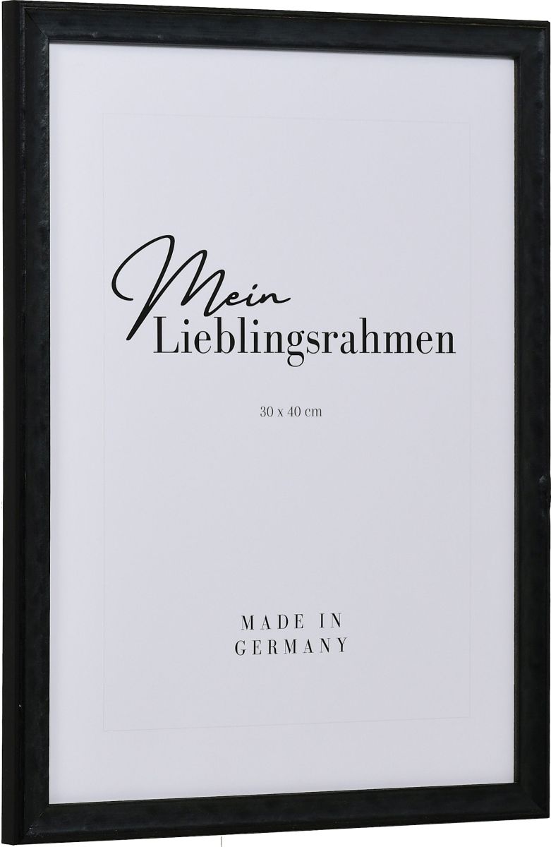Seitenansicht eines eleganten, schwarzen Holzrahmens