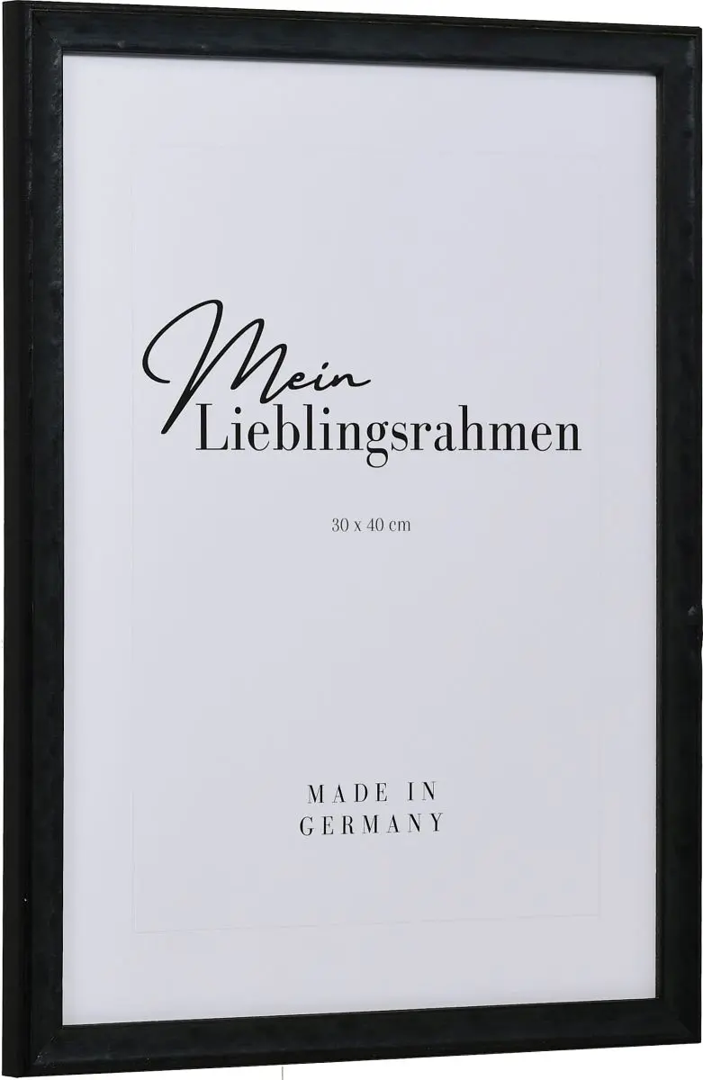 Seitenansicht eines eleganten, schwarzen Holzrahmens