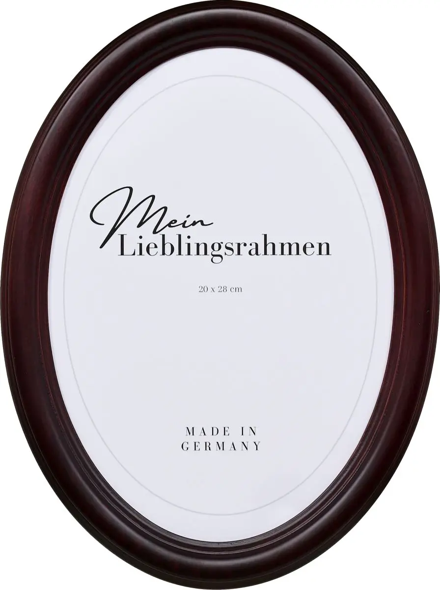 Frontansicht eines Ovalrahmens in der Farbe Mahagoni