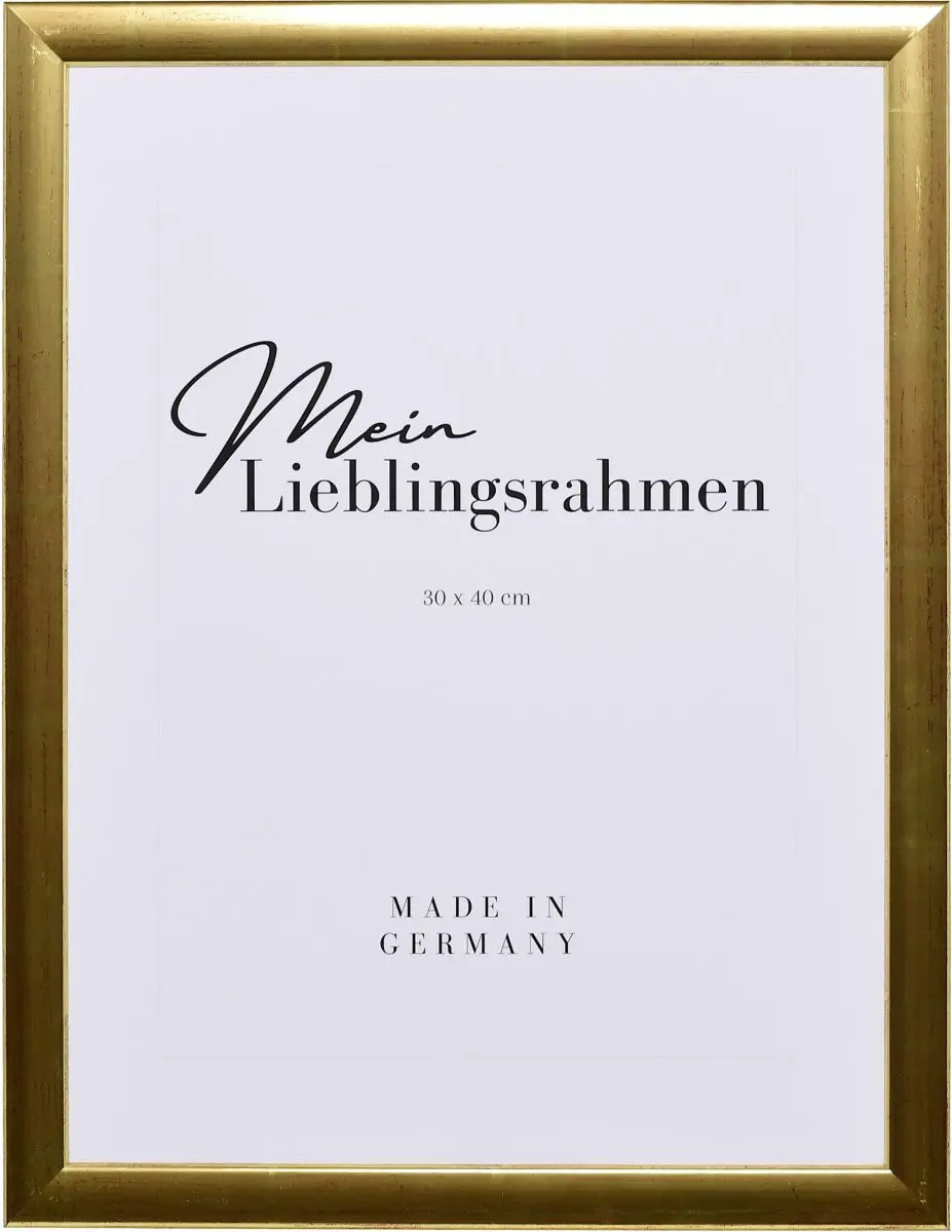 Frontansicht eines goldenen Holzrahmens mit leicht abgerundeten Kanten