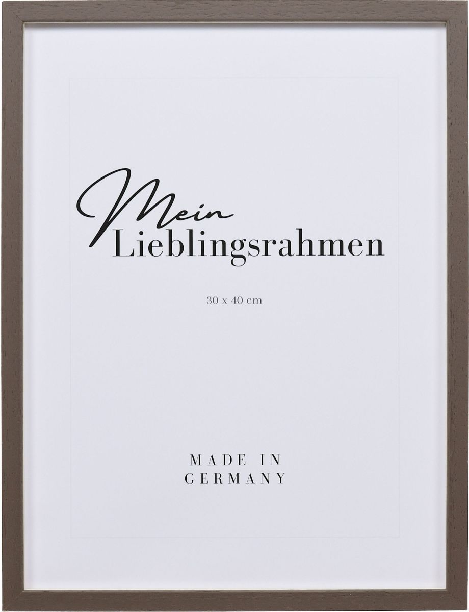 Frontansicht eines dunkelbraunen, modernen Rahmens für Poster