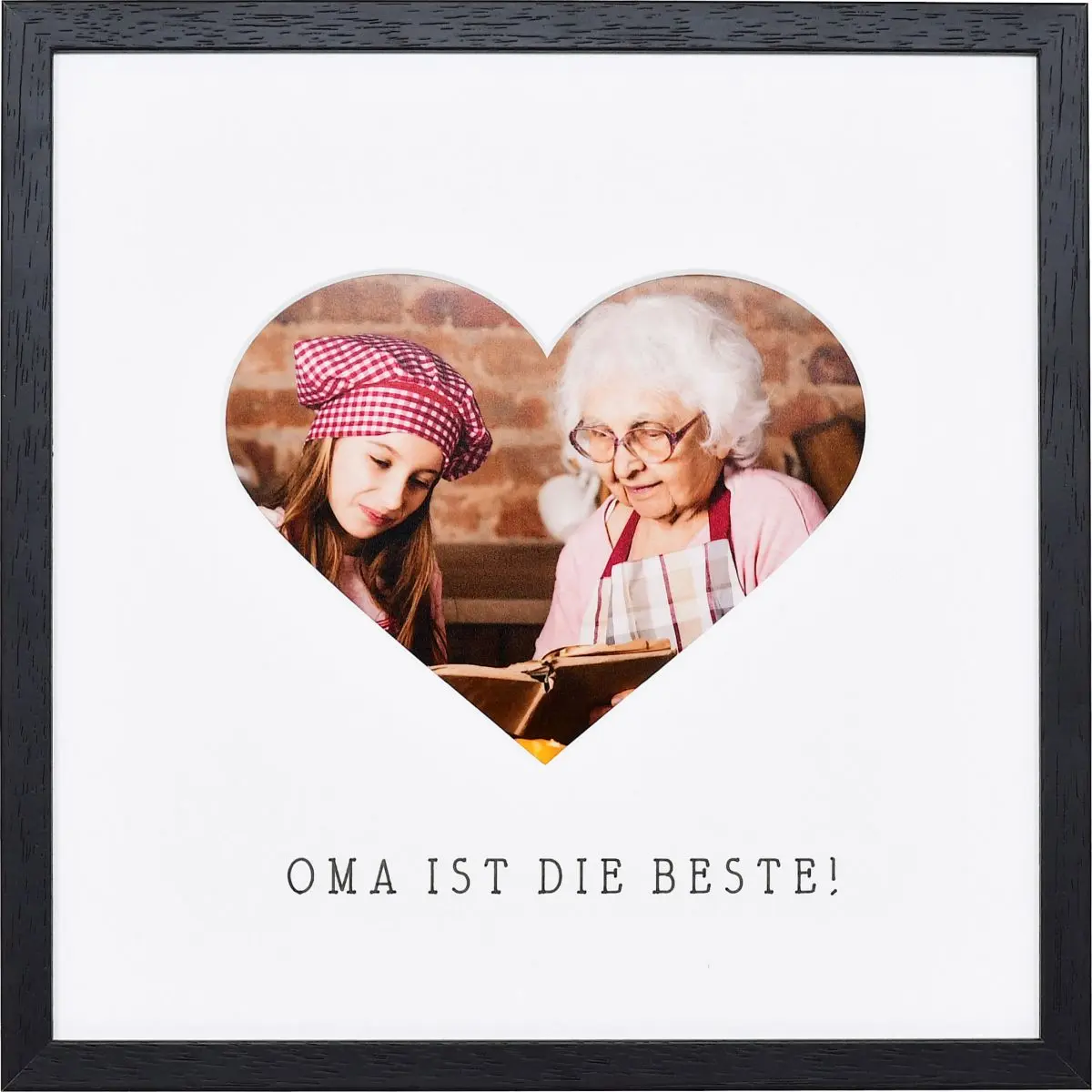 Bilderrahmen mit Herzausschnitt für Oma in der Farbe Schwarz