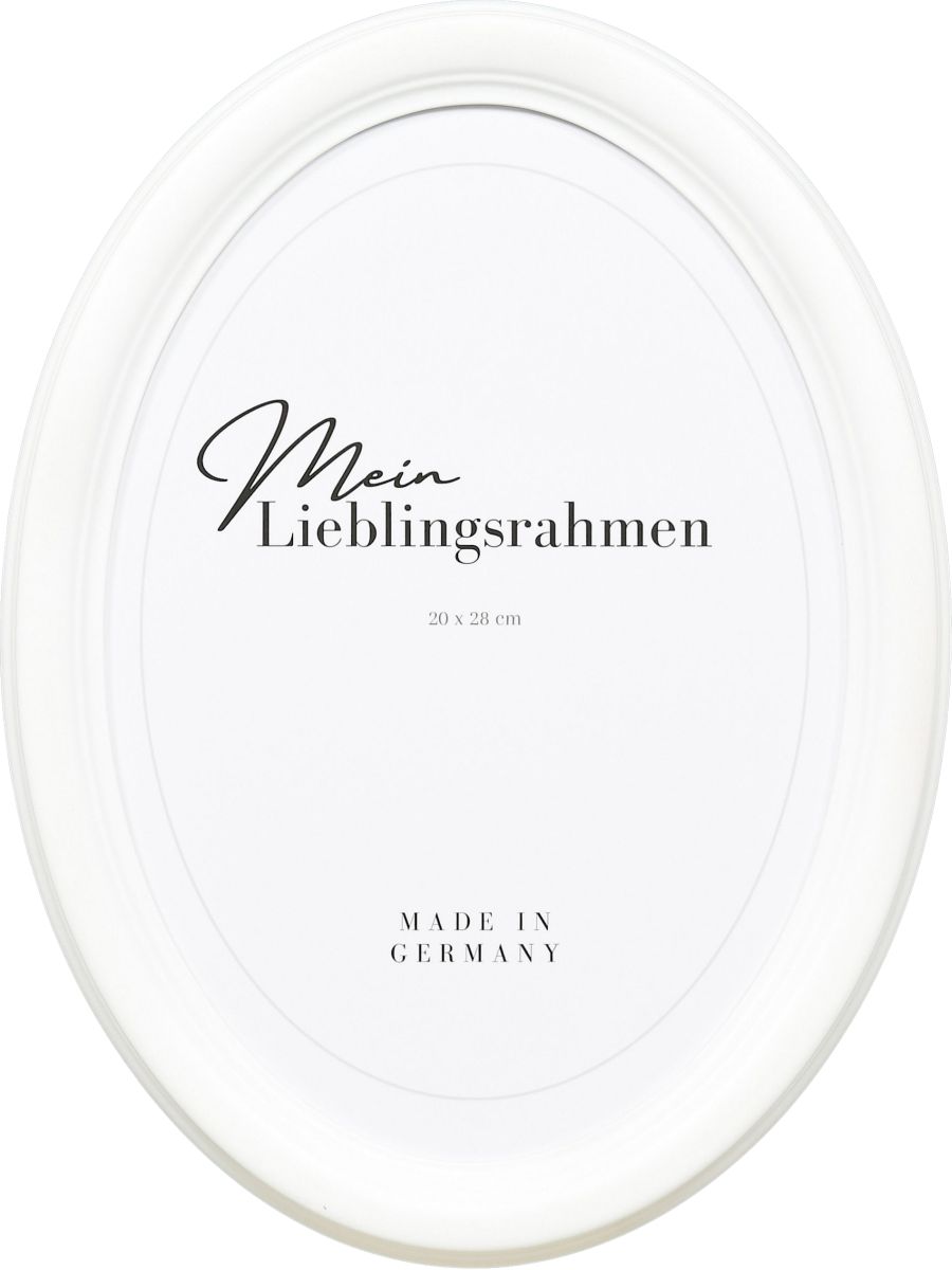 Frontansicht eines Ovalrahmens in der Farbe Weiss