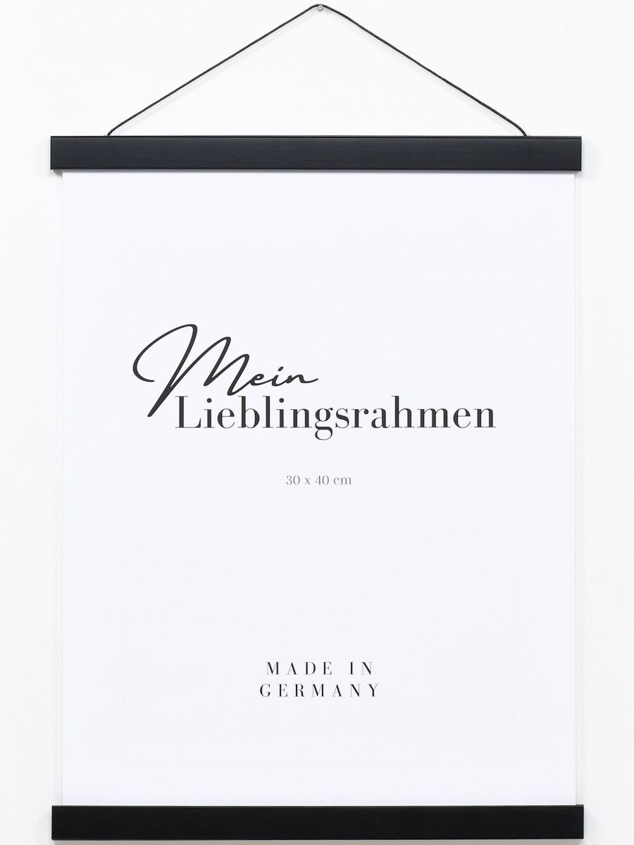 Frontansicht eines schwarzen Holz-Posterhängers