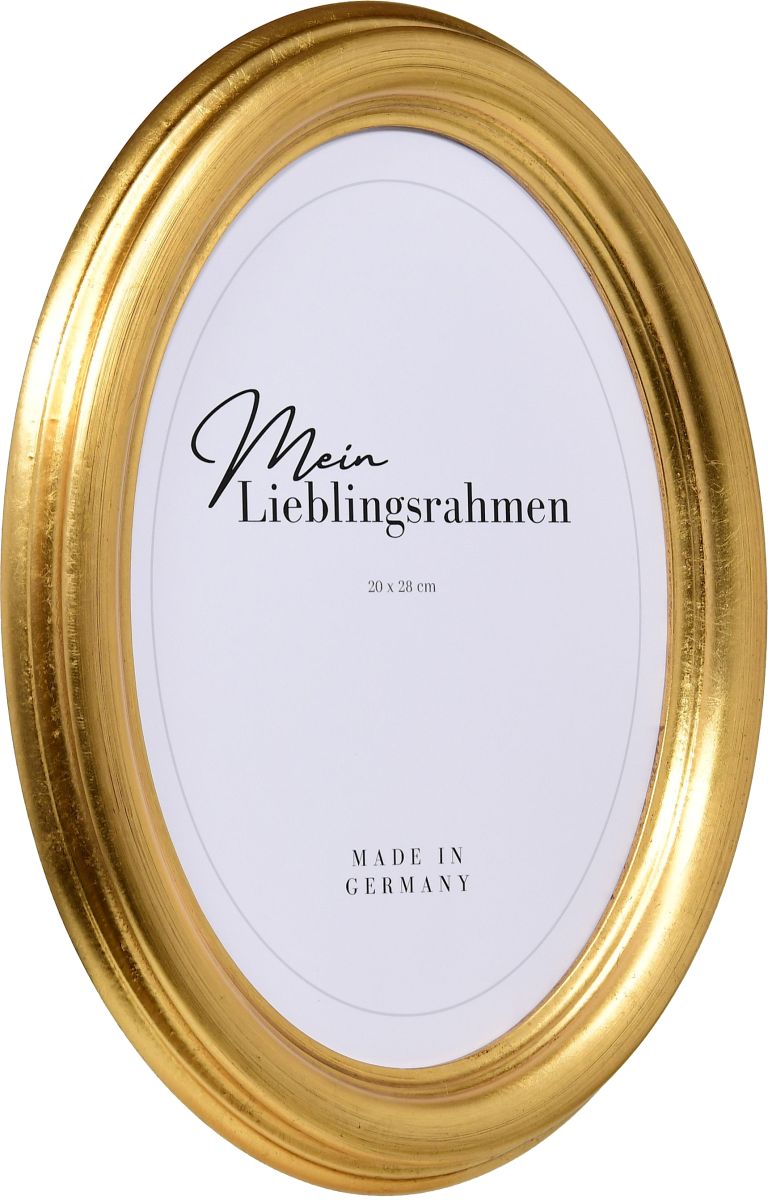 Seitenansicht eines Ovalrahmens in der Farbe Gold