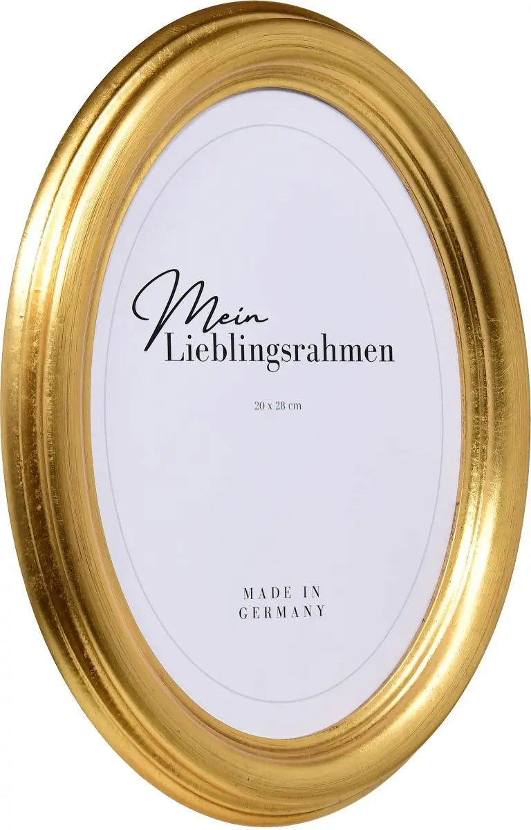 Seitenansicht eines Ovalrahmens in der Farbe Gold