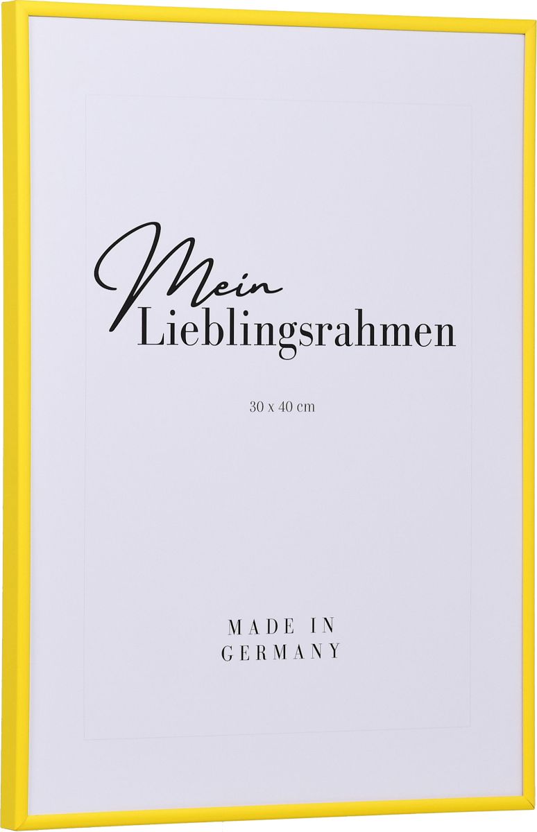 Seitenansicht eines gelben, schmalen Kunststoffrahmens mit Halbrundprofil