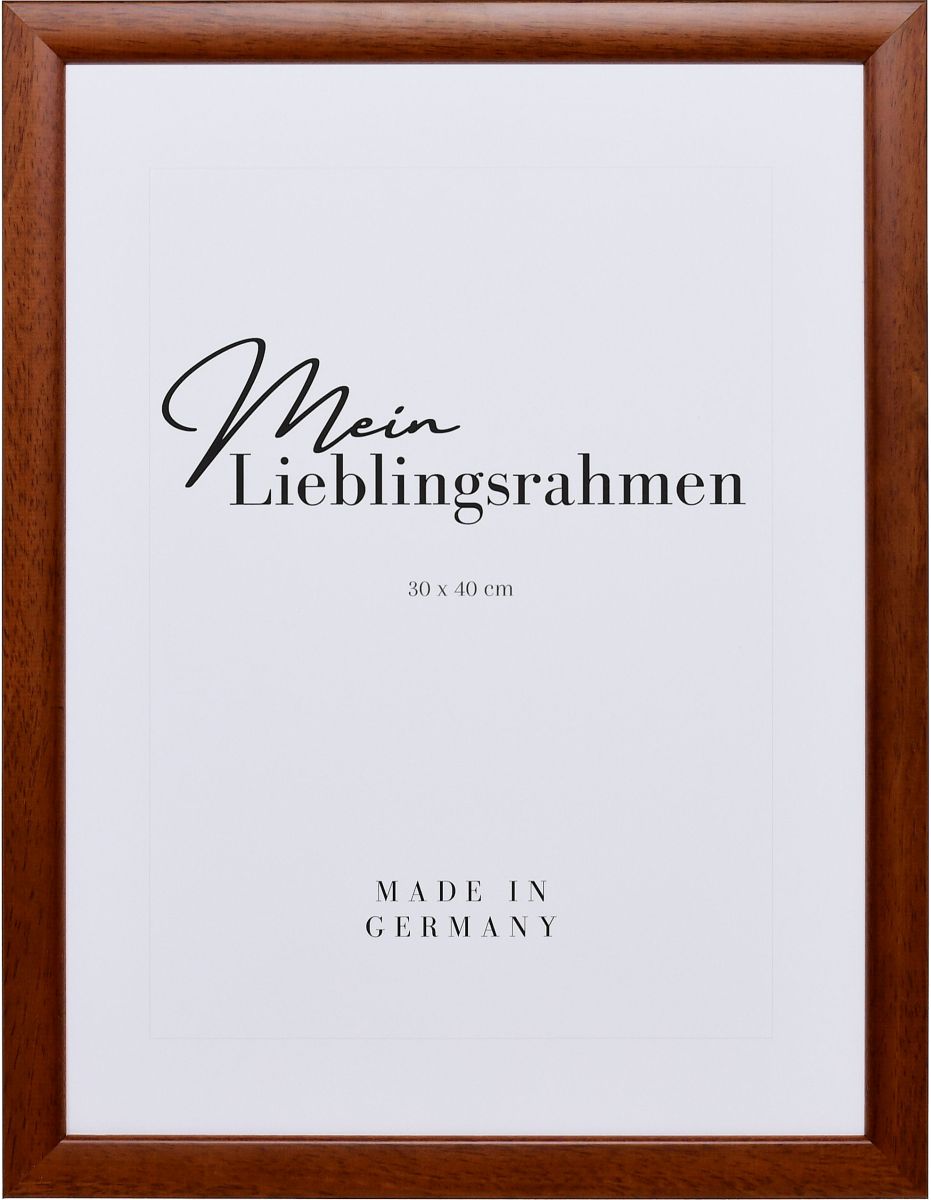 Frontansicht eines braunen Holzrahmens mit leicht abgerundeten Kanten 