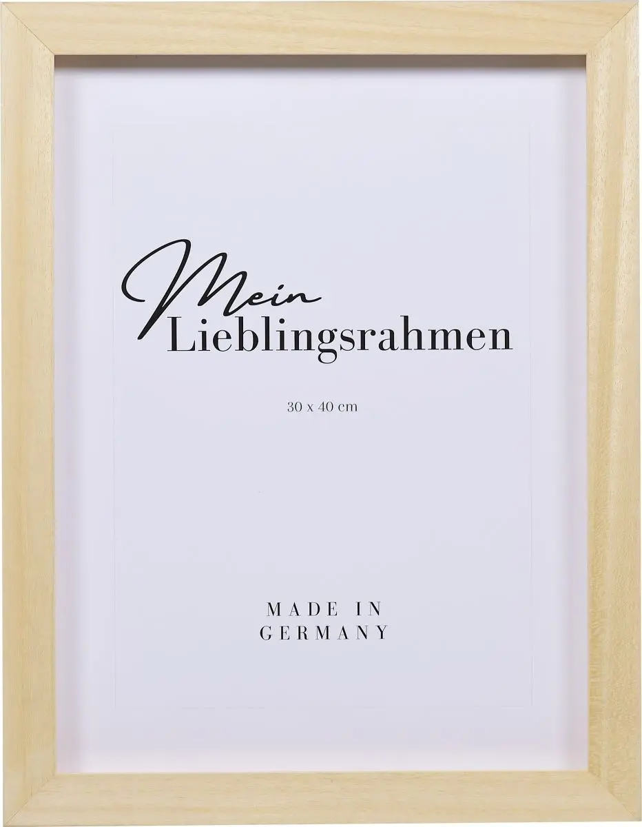 Frontansicht eines naturbelassenen Bilderrahmens zum selbst bemalen