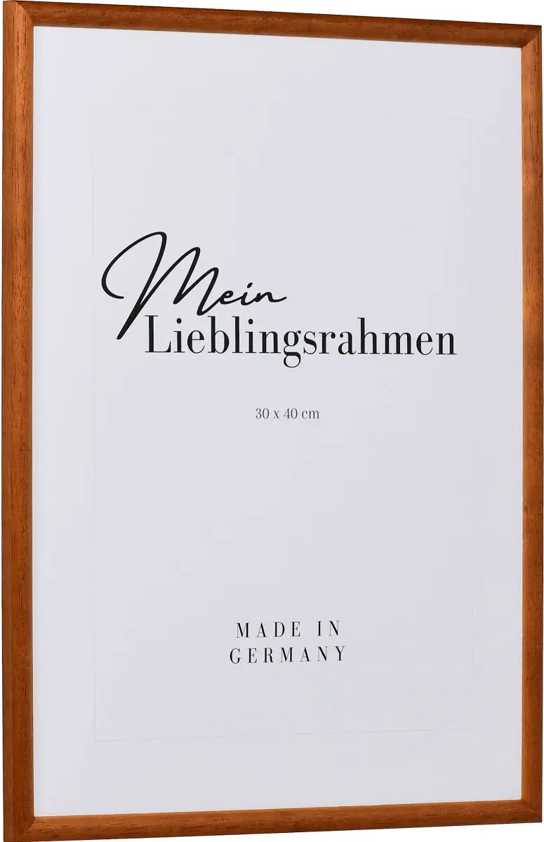 Seitenansicht eines klassischen, offenporigen, braunen Holzrahmens mit schmalem Halbrundprofil