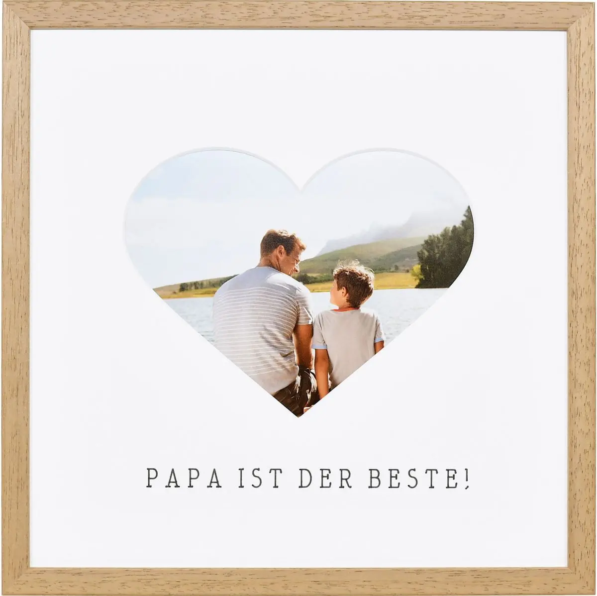 Bilderrahmen mit Herzausschnitt für Papa in der Farbe Eiche