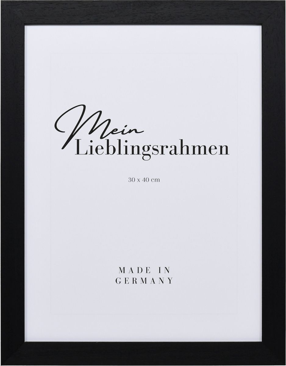 Frontansicht eines schwarzen Bilderrahmens der auch für Leinwände geeignet ist