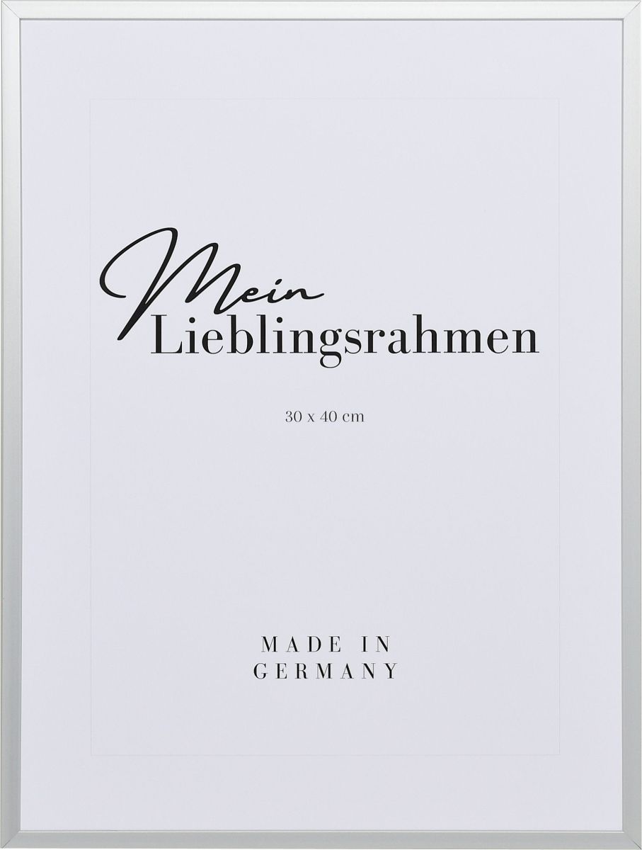 Frontansicht eines silbernen, matt eloxierten Aluminiumrahmen
