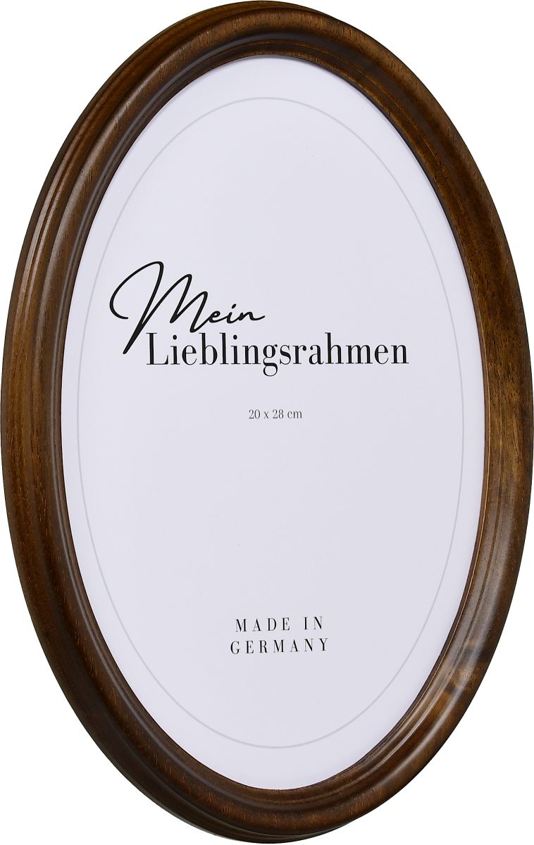 Seitenansicht eines Ovalrahmens in der Farbe Braun