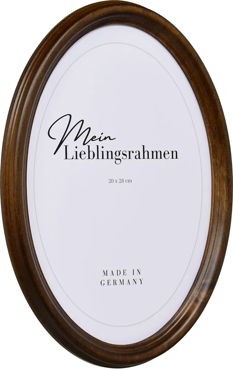 Seitenansicht eines Ovalrahmens in der Farbe Braun