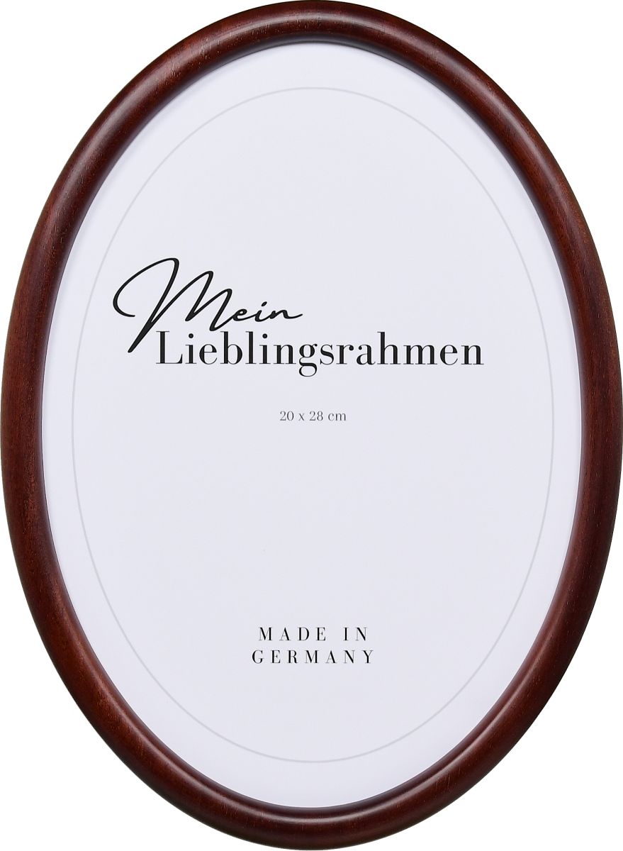 Frontansicht eines Ovalrahmens in der Farbe Mahagoni
